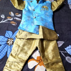 Boys Party Wear Kurta With Nehru Jacket