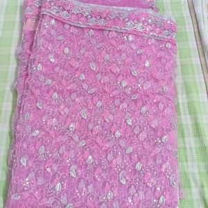Fully Heavywork Partywear Silver Pink Saree🌸💕