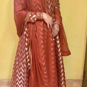 Brocade Gown With Dupatta