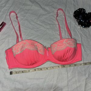 Neon Pink Lace Bra