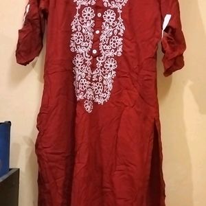 Beautiful Red Cotton Blend Kurta