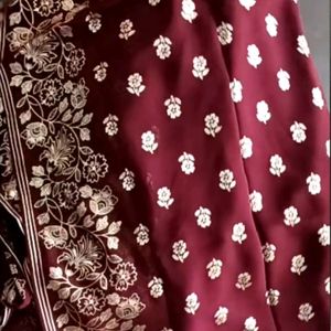 Maroon Poly Crepe A Line Kurta