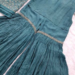 Zari Teal Sharara Set