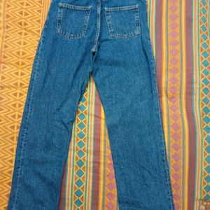 High Waist Blue Straight Fit Jeans