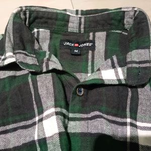 GREEN CHECKED RELAX FIT COTTON SHIRT