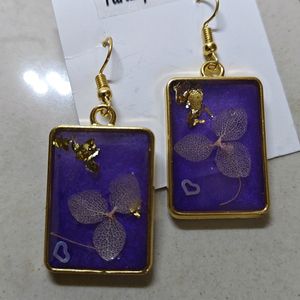 Resin Earrings Purple Colour