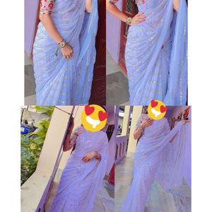 Party Wear Saree With Embroidery Blouse