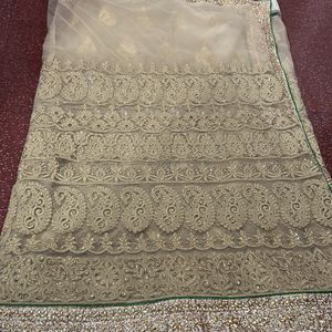 Nude Colour Saree With Stone Border