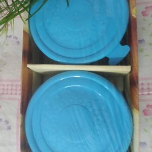 Glass Bowls Set With blue Food Grade Plastic Lid