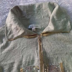 Branded Glittery Embellished Crop Length Jacket