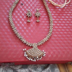 Long American Diamond Necklace Set