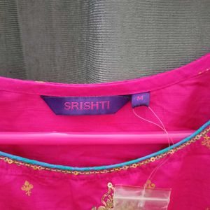 SRISHTI SLEEVELESS A-LINE KURTA  GOLDEN THREADS