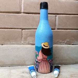 Aesthetic Handpainted Girl Bottle Art