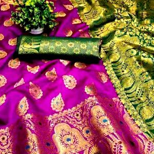 Soft Silk Saree with Complementary Necklace