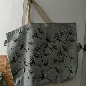 Tote Spacious Hand Bag Black And Grey Colour