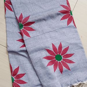 Floral Print Sunflower Saree (Grey)