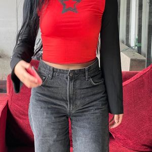 black and red stargirl top