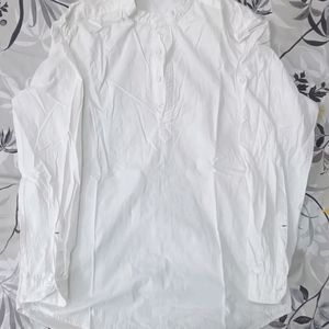 Highlander White Solid Mandarin Collar Shirt