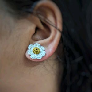 Crochet Handmade Flower Stud Earrings