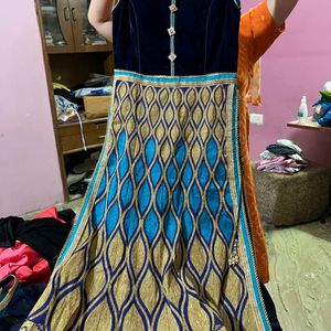 Royal Blue Suit With Leggings And Dupatta