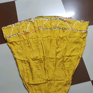 Yellow Rayon Skirt Full Length With Gota Patti Wor