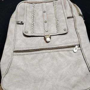 Beige Colour Leather Backpack