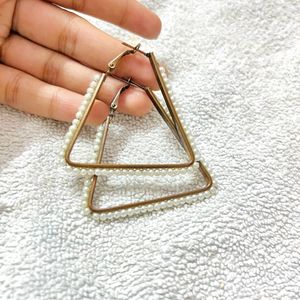 Triangle Pearl Earrings