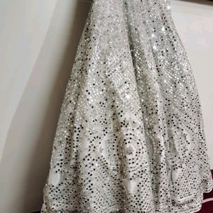 White Colour Heavy Mirror Worked Lehenga