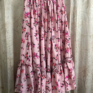 Pink Floral Printed Ethnic Long Skirt