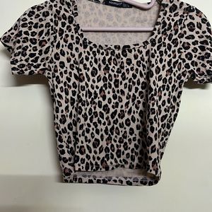 Animal Print Beige Crop Top