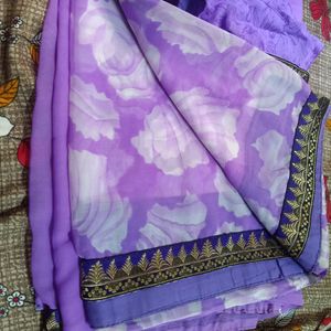 Saree With Stitch Blouse