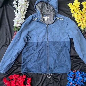 H&M double shade blue Unisex hooded jacket