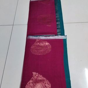 Beetroot Colour Silk Cotton Saree...