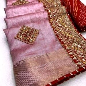 New Zari Border Cotton Silk Saree With Blouse Piec