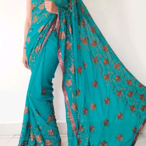 Beautiful Heavy Worked Saree