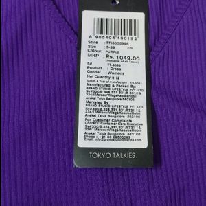 Tokyo Talkies Women Ribbed Purple Dress.