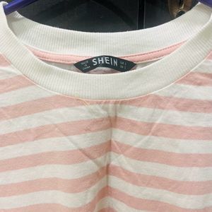 Shein Pink Striped Crop Top