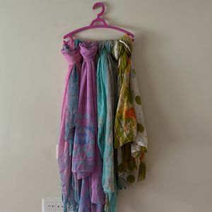 4 Multicoloured Dupattas Combo