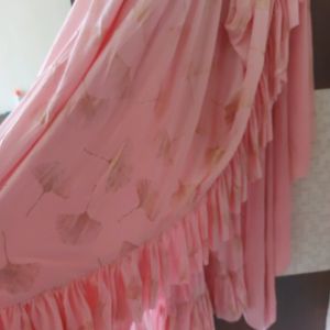 Pink Ruffle Sari Only