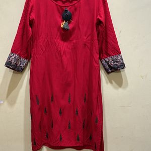 Red & Olive Green Kurta Palazzo Set Size XXL