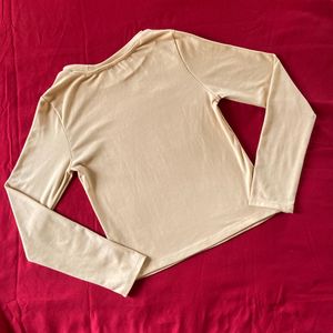 Tokyo Talkies Beige Fitted Top