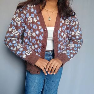 Floral Print Knit Cardigan