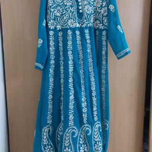 Chikankari Anarkali With Crochet Buttons