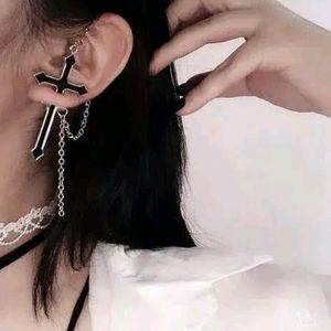 Cross One ear Earring Korean Style With Combo