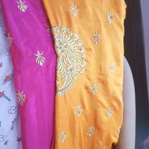 ROYAL ORANGISH PINK FESTIVE SAREE.