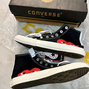 CONVERSE CDG PLAY BLACK HIGH TOPS SNEAKERS