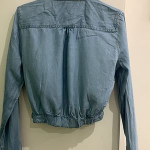 Cute denim like shirt with elastic band at waist