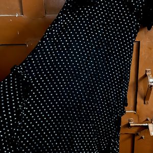 Black Cold Shoulder Polka Dots Dress