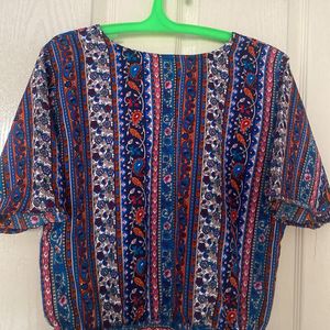 Ethnic Print Crop Top