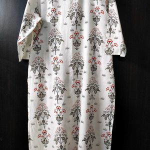 XL Cream Printed Kurta